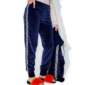 Fila Blue Velour Side Brand Tape Joggers